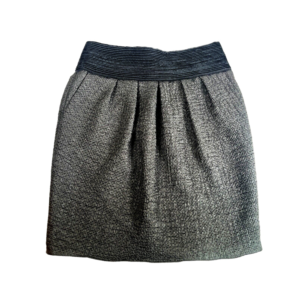 Armani Collezioni Womens Black Satin‎ Pleated Skirt Black Size 4 Pockets Italy